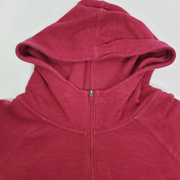The North Face Med Women Burgundy Front Pocket Logo 1/2 Zip Long Sleeve Hoodie - Picture 3 of 9